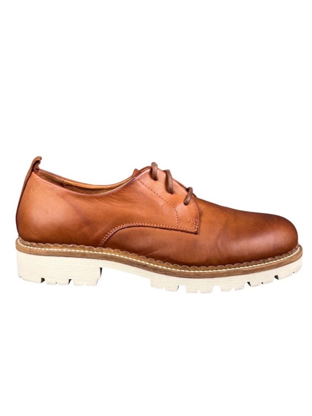 Miz Mooz Wren Brown Leather Wool Lined‎ Lug Sole Oxford Shoes Made in Portugal